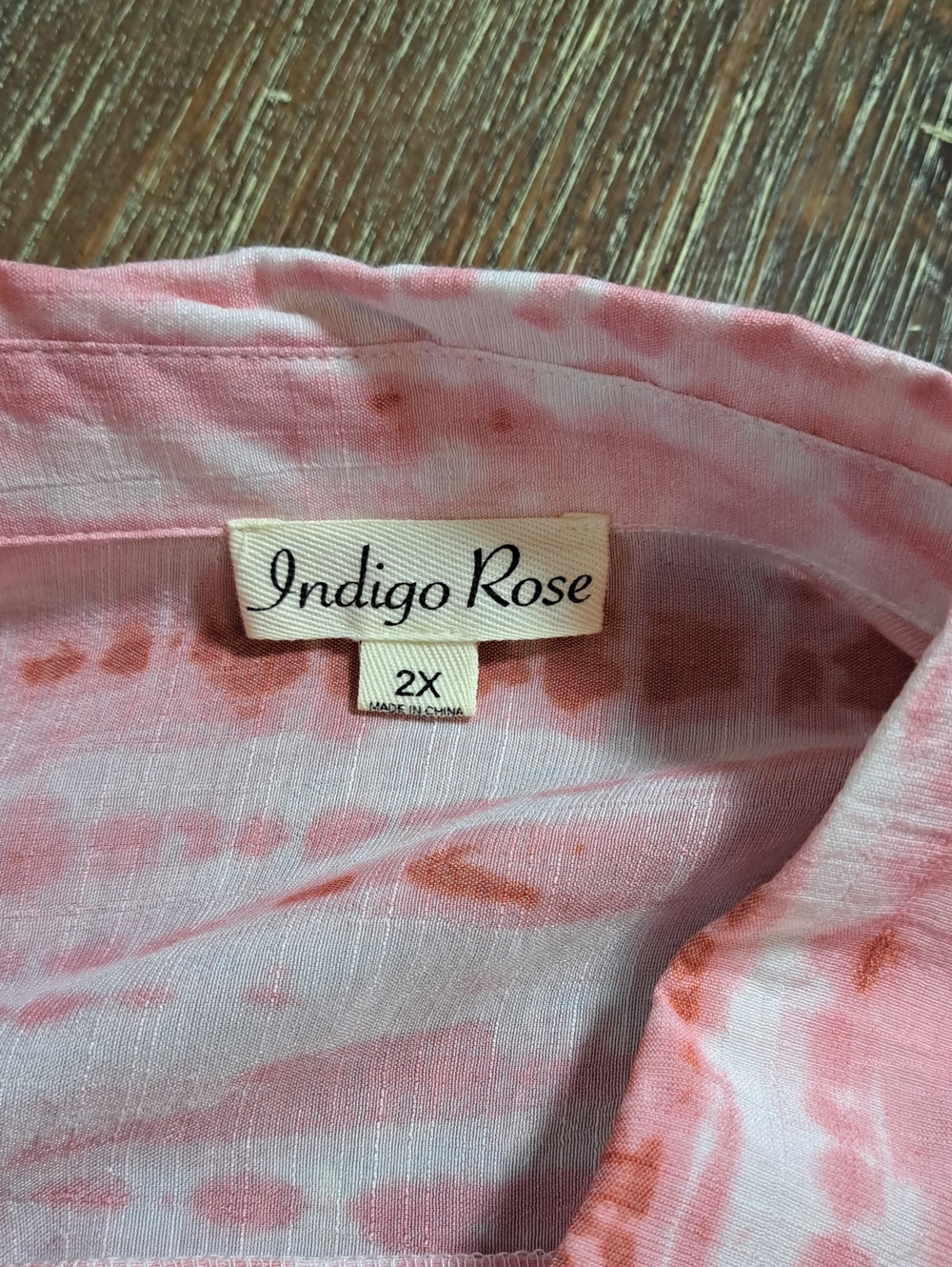 Indigo Rose Pink Tie-Dye Button Front Shirt Dress Bathing Suit Cover Up Size 2X - Picture 6 of 12